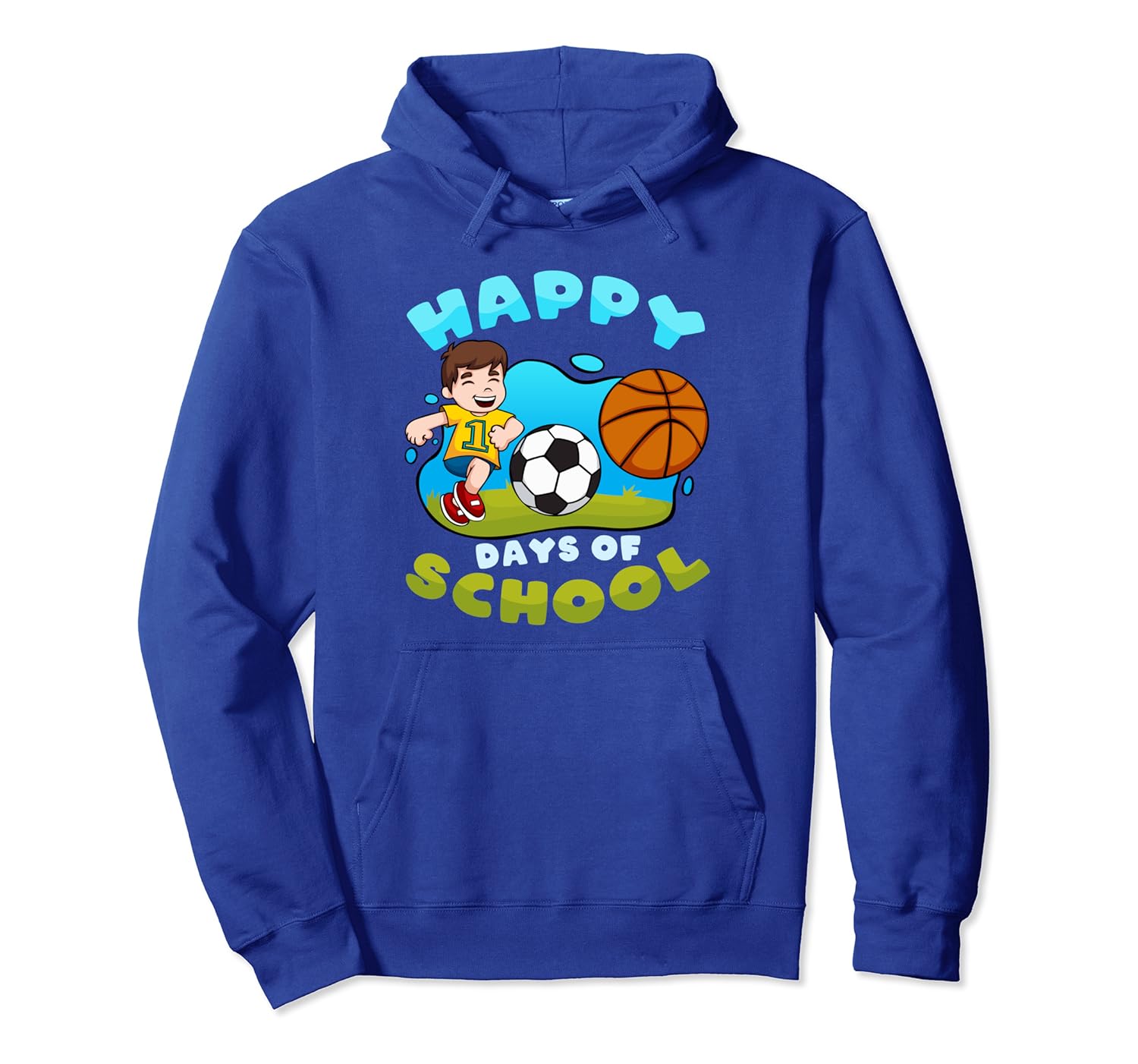 100th Day of School Football Soccer Basketball Boys Sport Pullover Hoodie